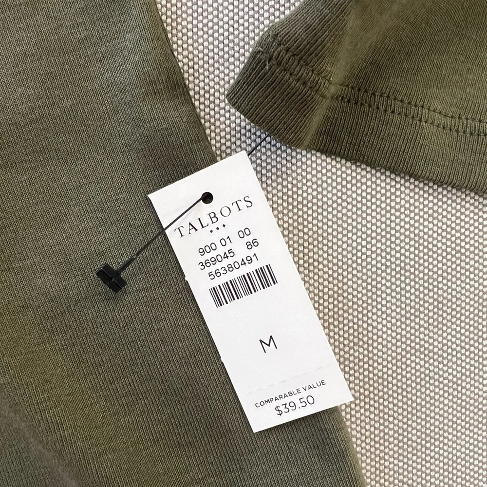 TALBOTS Cotton Long Sleeve Tee/ Olive Night - Picture 4 of 4